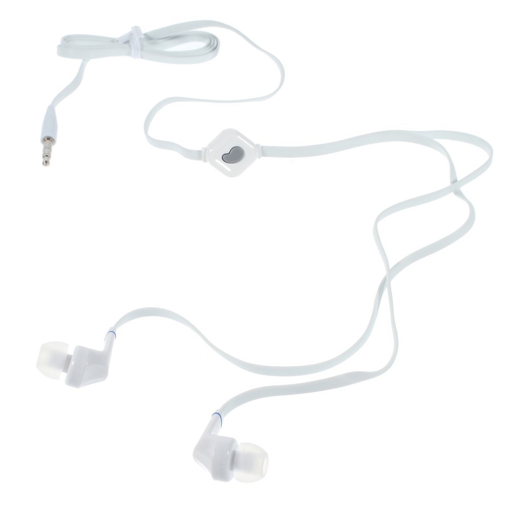 Langston JD88 3.5mm Flat Cable In-ear Stereo Earphone w/ Mic for iPhone Samsung HTC - White-2
