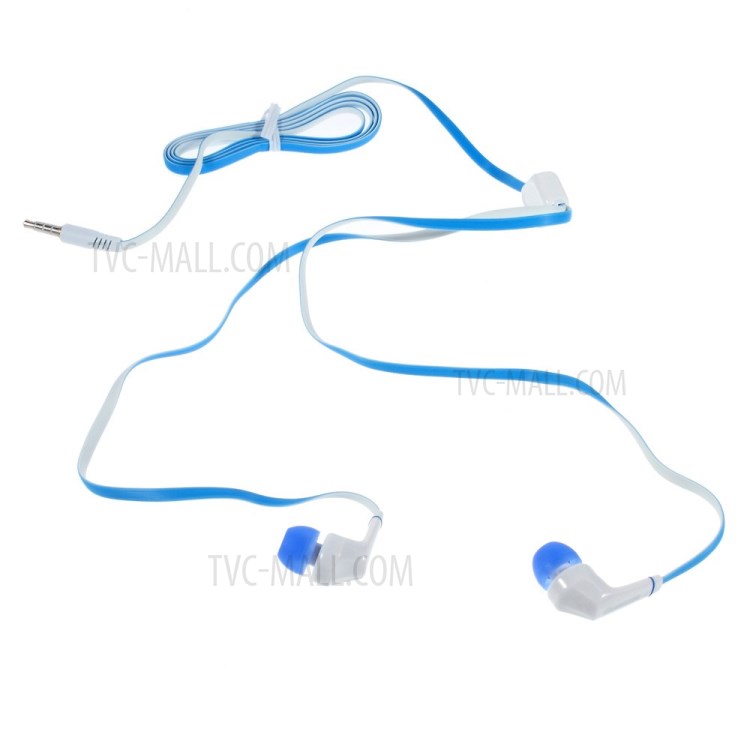 Langston JD88 3.5mm Flat Cable In-ear Stereo Earphone w/ Mic for iPhone Samsung HTC - Blue-2