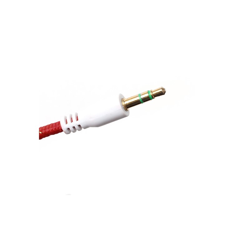 Woven 3.5mm Male to Male M/M Stereo Audio Cable for PC iPhone MP3 MP4 - Red-2