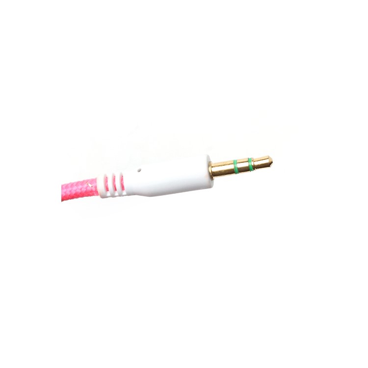 Woven 3.5mm Male to Male M/M Stereo Audio Cord Cable for PC iPhone MP3 MP4 - Pink-2