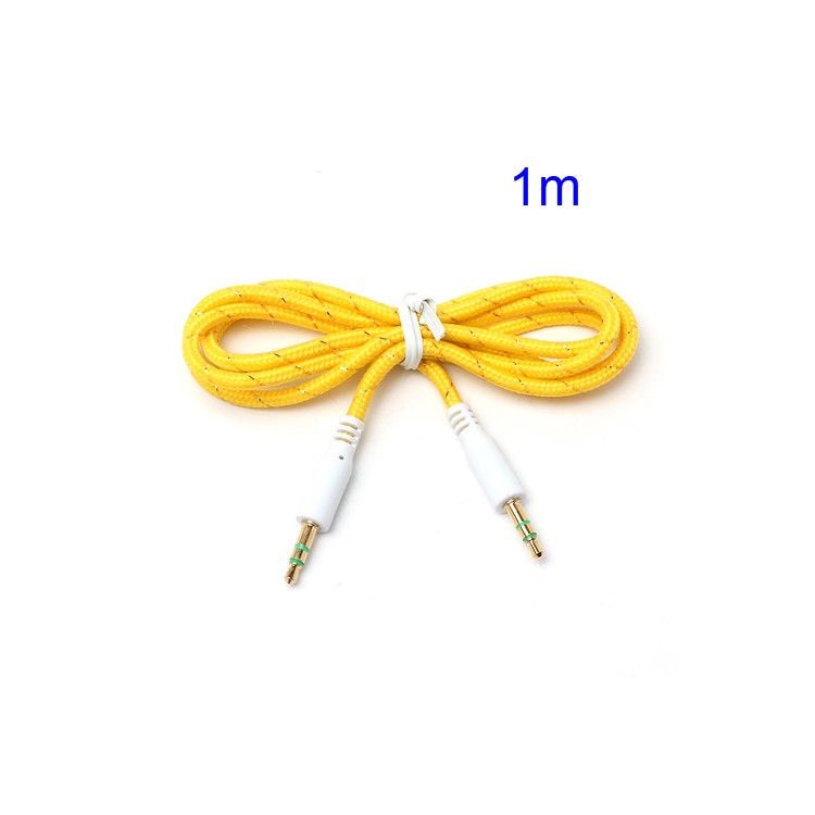 Woven 3.5mm Male to Male Stereo Aux Audio Cable for PC iPhone MP3 MP4 - Yellow-1