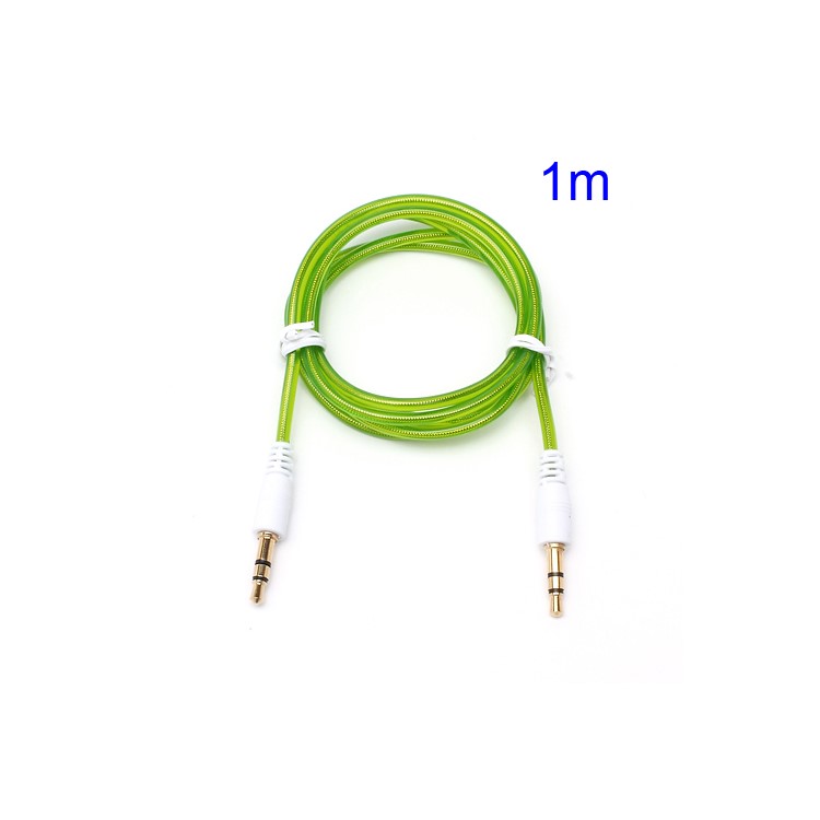1M 3.5mm Male to Male Stereo Transparent Aux Audio Cable for iPhone MP3 MP4 - Green-1