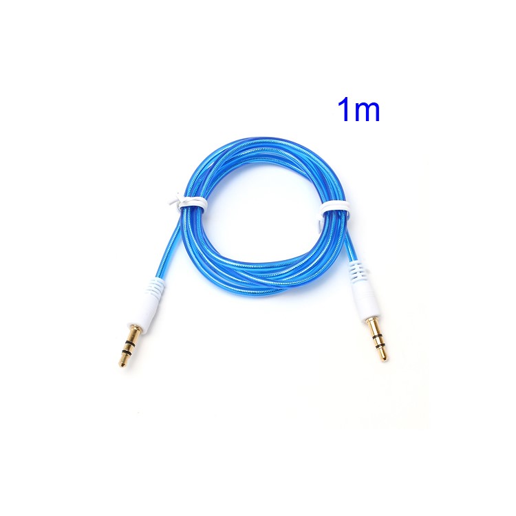 1M 3.5mm Male to Male Stereo Transparent Audio Cable Cord for iPhone MP3 MP4 - Blue-1