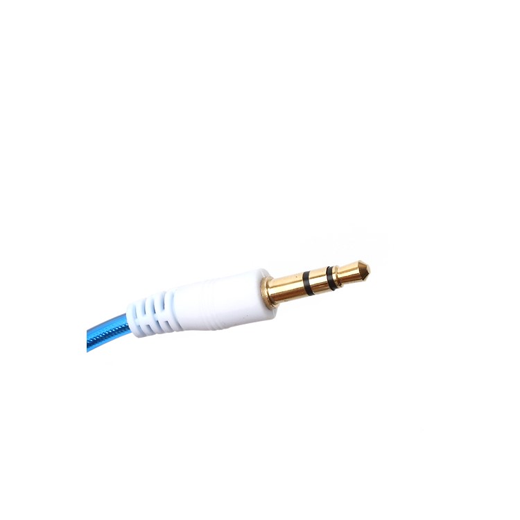 1M 3.5mm Male to Male Stereo Transparent Audio Cable Cord for iPhone MP3 MP4 - Blue-2