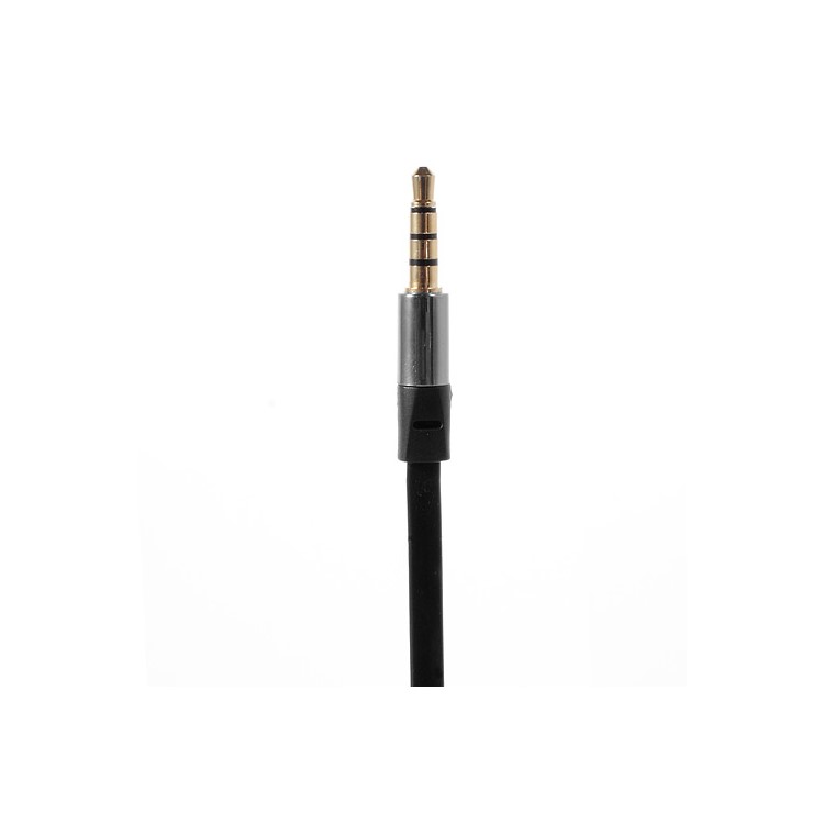 Black 3.5mm Male to Male 1.2m Flat Auxiliary Cables w/ Mic, Supports iPhone, iPad, Samsung, HTC etc-3