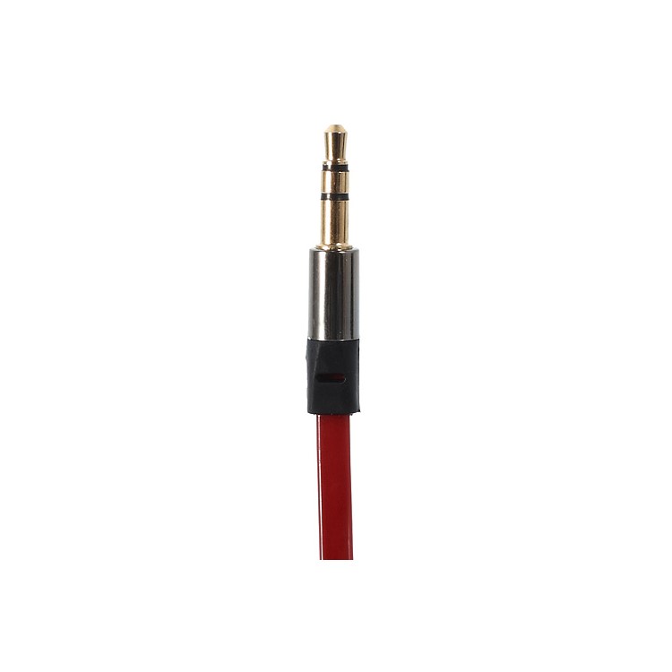 Red 3.5mm Male to Male 1.2m Flat Auxiliary Cables w/ Mic, Supports iPhone, iPad, Samsung, HTC etc-3