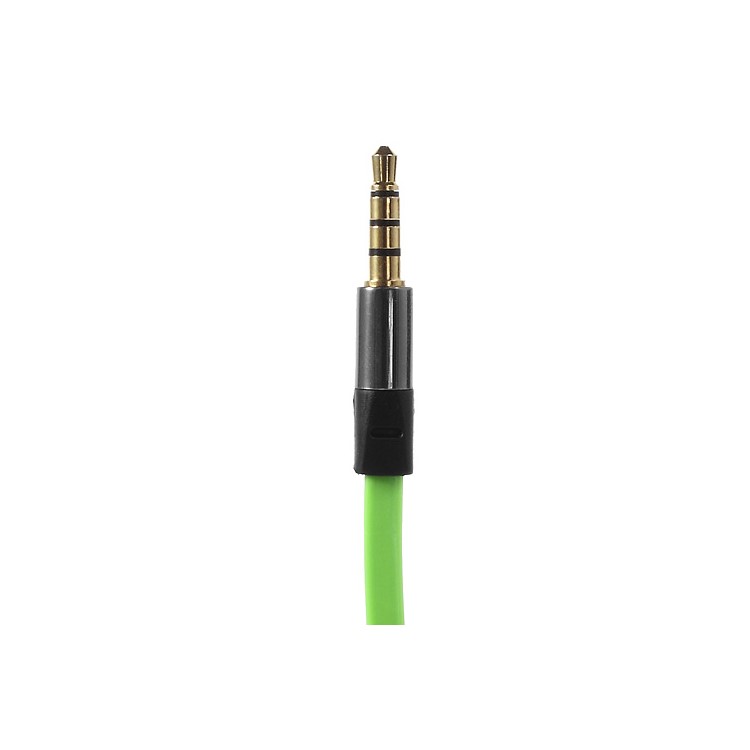 Green 3.5mm Male to Male 1.2m Flat Auxiliary Audio Cables w/ Mic, Supports iPhone, iPad, Samsung, HTC etc-2