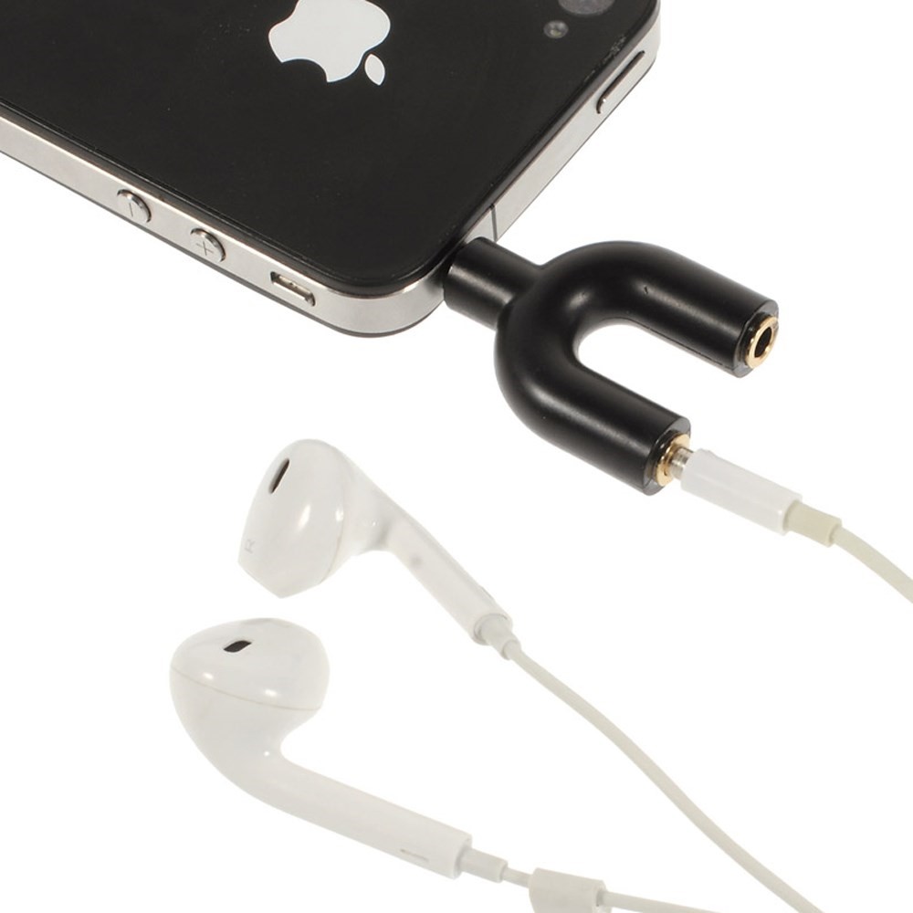 Mini Y-shape 3.5mm Audio Splitter Adapter 3.5mm Male to Two 3.5mm Female - Black-1