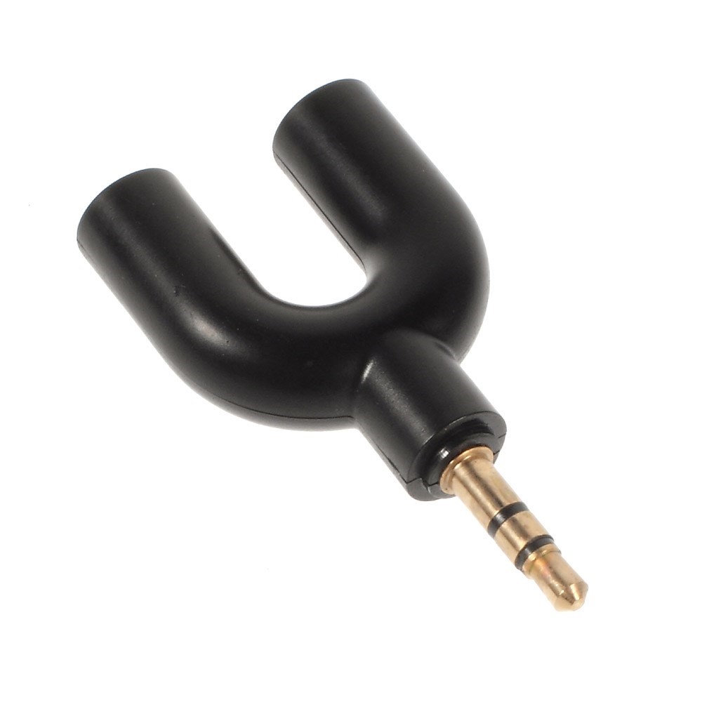Mini Y-shape 3.5mm Audio Splitter Adapter 3.5mm Male to Two 3.5mm Female - Black-3