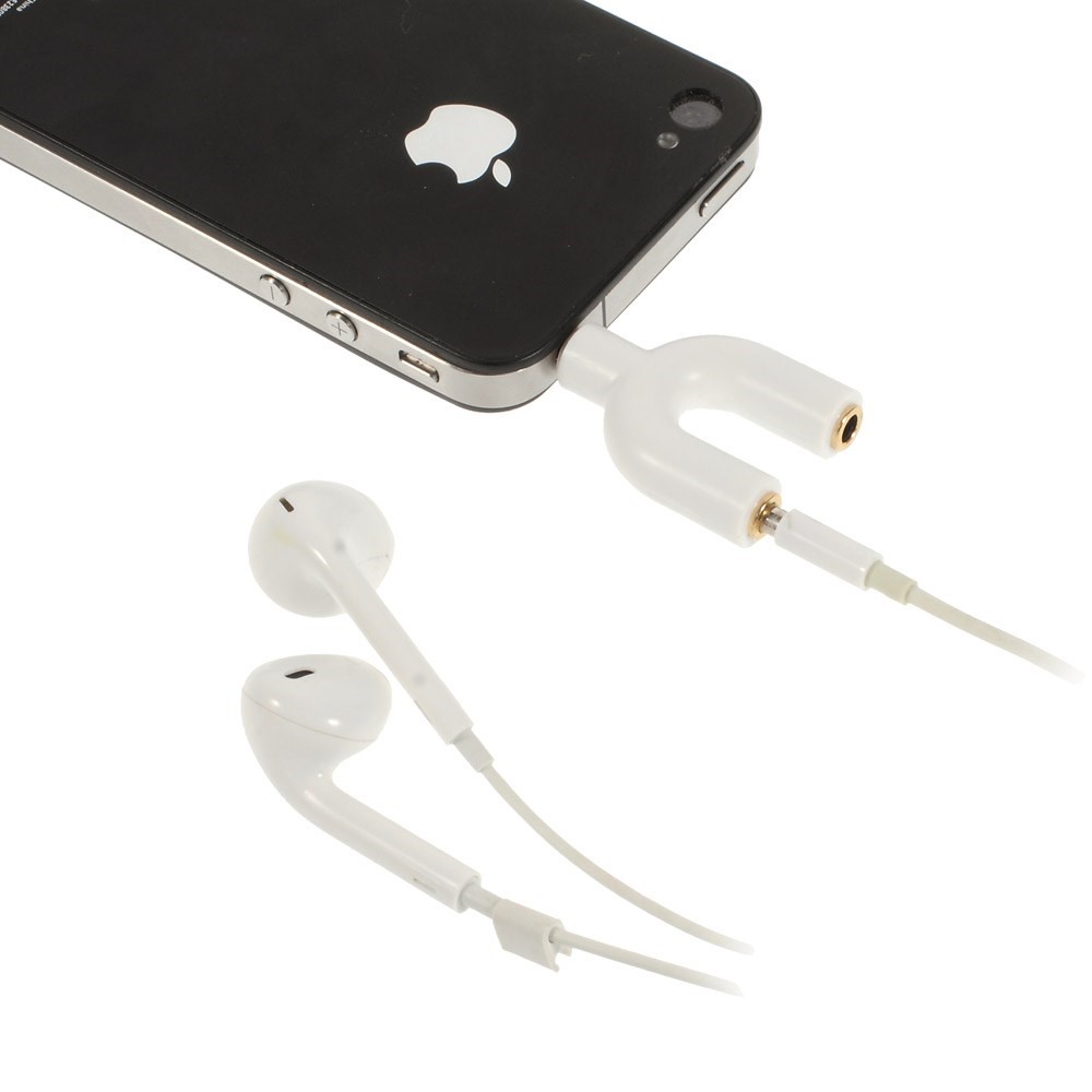 Mini Y-shape 3.5mm Audio Splitter Adapter 3.5mm Male to Two 3.5mm Female - White-1
