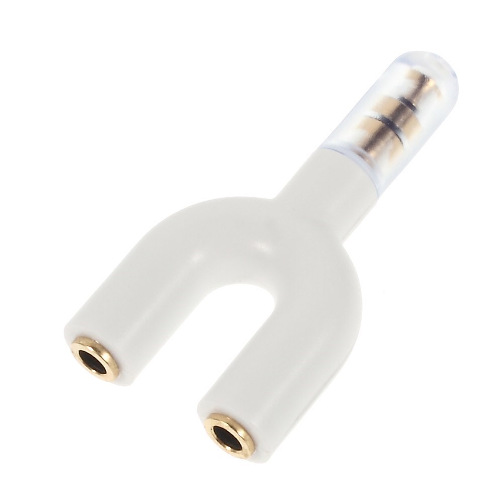 Mini Y-shape 3.5mm Audio Splitter Adapter 3.5mm Male to Two 3.5mm Female - White-2