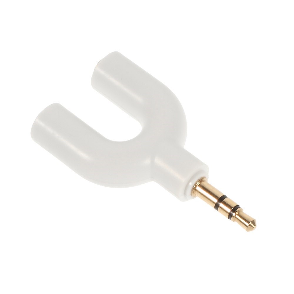Mini Y-shape 3.5mm Audio Splitter Adapter 3.5mm Male to Two 3.5mm Female - White-3