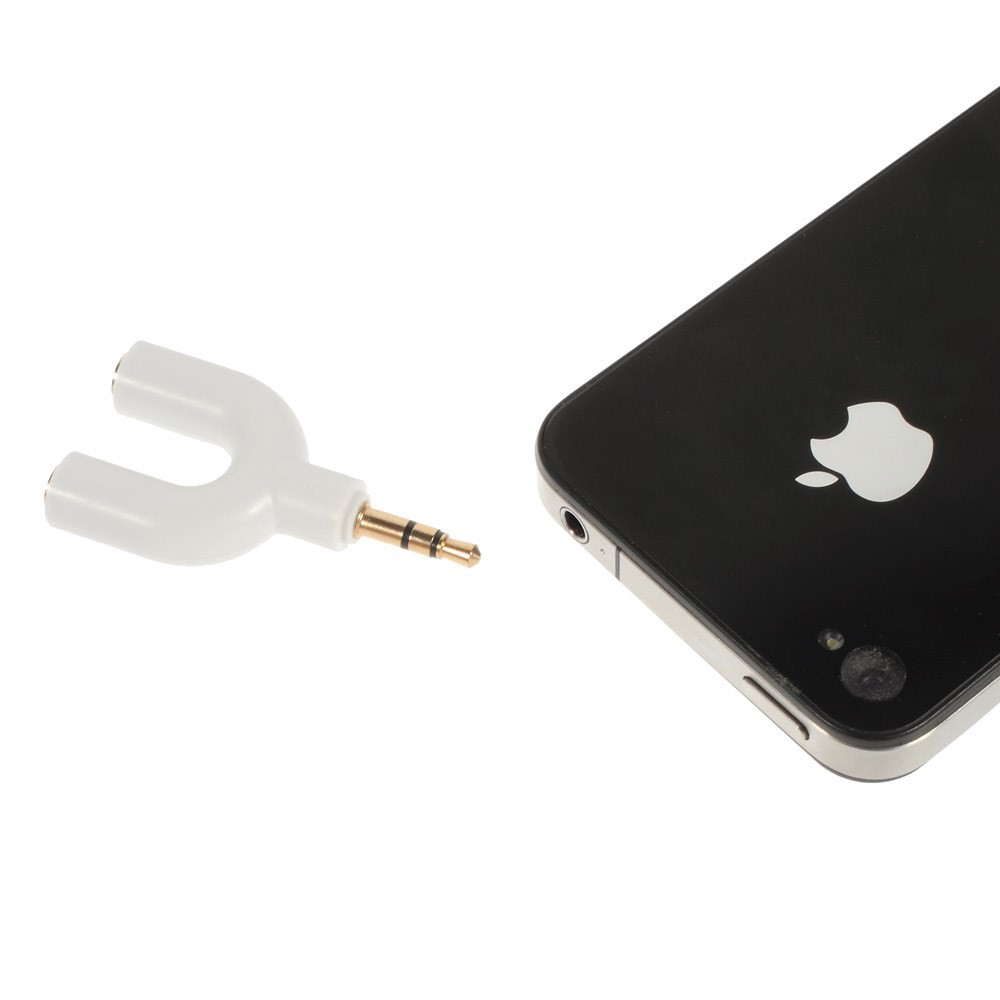 Mini Y-shape 3.5mm Audio Splitter Adapter 3.5mm Male to Two 3.5mm Female - White-4