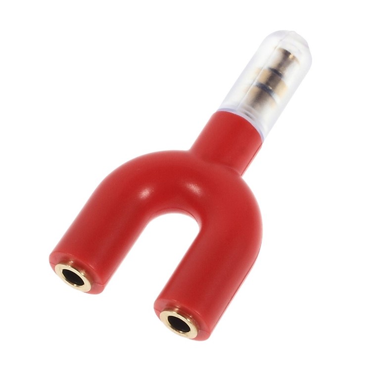 Mini-shape y 3,5 mm Adaptador de Divisor de Áudio de 3,5 mm Para Duas Fêmeas de 3,5 mm - Vermelho-2