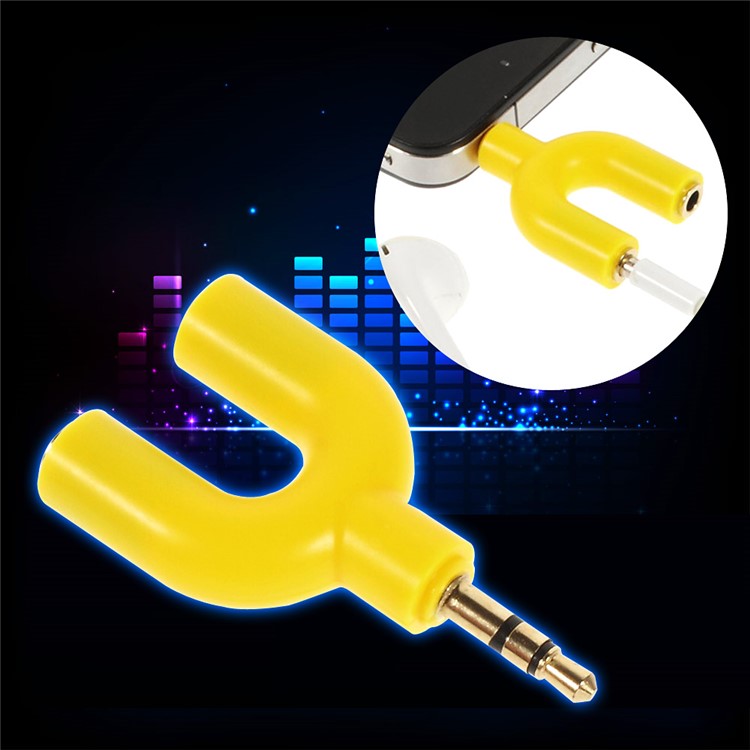 Mini Y-shape 3.5mm Audio Splitter Adapter 3.5mm Male to Two 3.5mm Female - Yellow-1