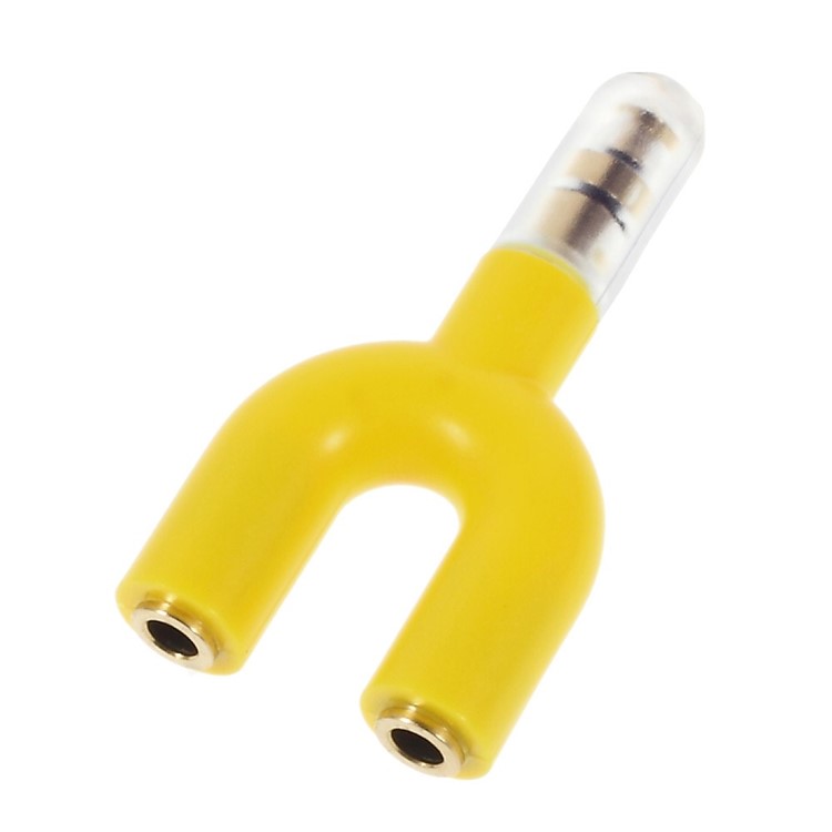 Mini Y-shape 3.5mm Audio Splitter Adapter 3.5mm Male to Two 3.5mm Female - Yellow-2