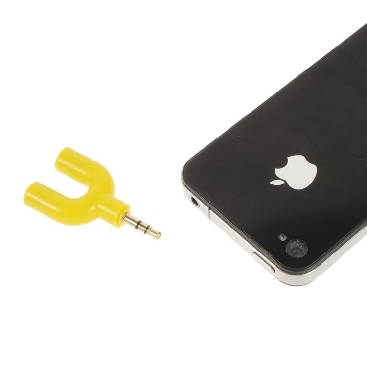 Mini Y-shape 3.5mm Audio Splitter Adapter 3.5mm Male to Two 3.5mm Female - Yellow-4
