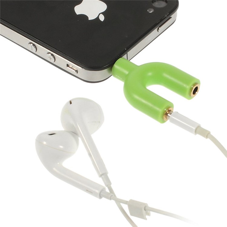 Mini Y-shape 3.5mm Audio Splitter Adapter 3.5mm Male to Two 3.5mm Female - Green-1