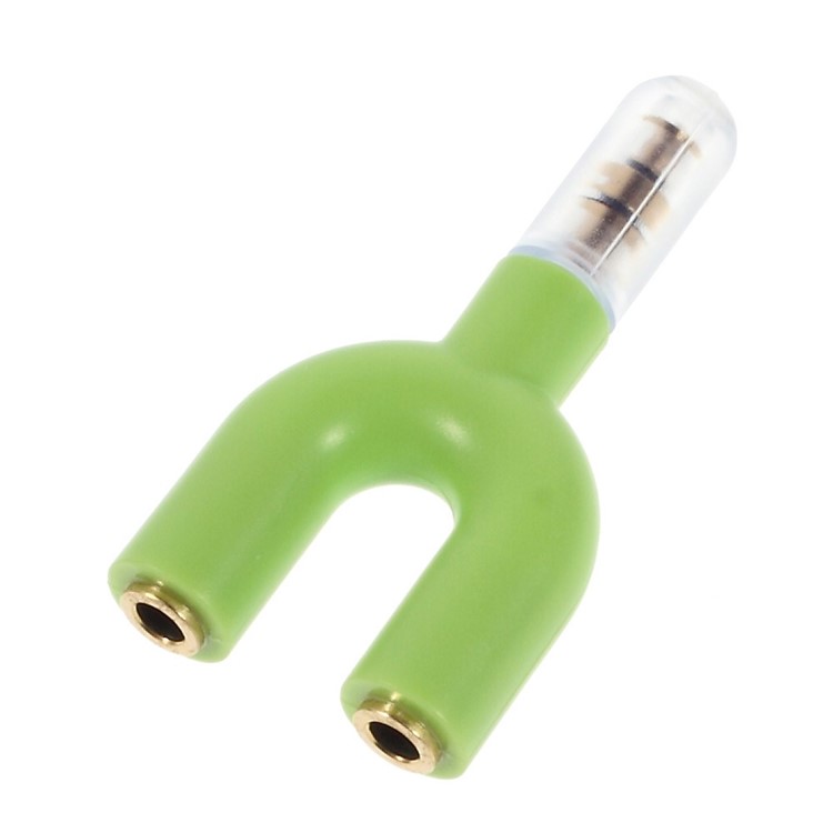 Mini Y-shape 3.5mm Audio Splitter Adapter 3.5mm Male to Two 3.5mm Female - Green-2