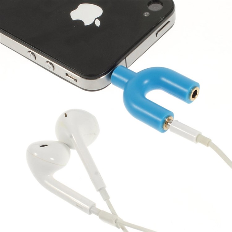 Mini Y-shape 3.5mm Audio Splitter Adapter 3.5mm Male to Two 3.5mm Female - Blue-1