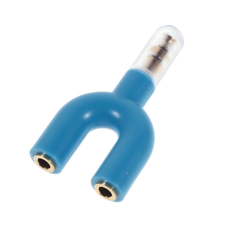 Mini Y-shape 3.5mm Audio Splitter Adapter 3.5mm Male to Two 3.5mm Female - Blue-2