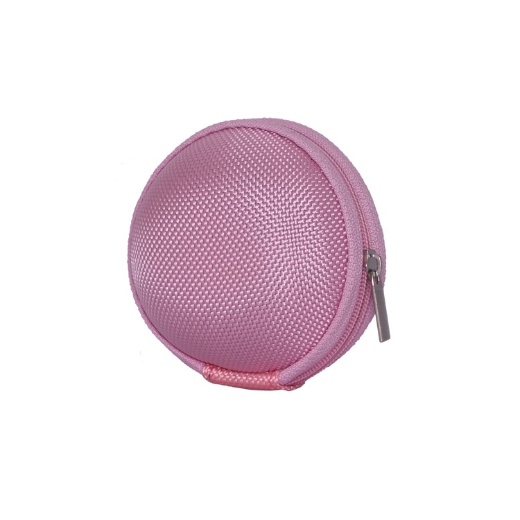 Ball Shape Carrying Bag Case Pouch for Headphones Earphones MP3 - Pink-1