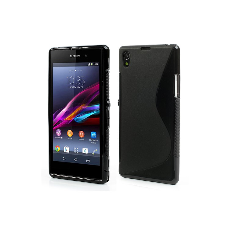 Black S Shape TPU Gel Case for Sony Xperia Z1 Honami C6906 L39h-1