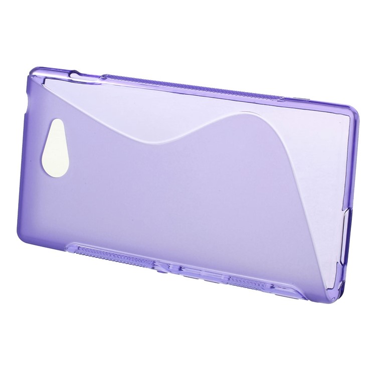 Purple for Sony Xperia M2 D2306 / M2 Dual D2302 S Shape TPU Back Shell Cover-2
