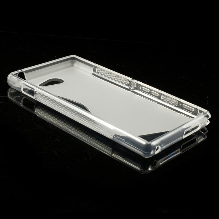 Transparent S Shape TPU Back Shell for Sony Xperia M2 D2306 / M2 Dual D2302-4