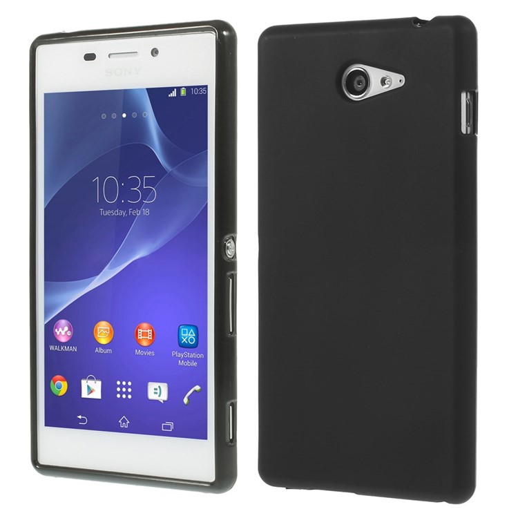 Black Double-sided Frosted TPU Skin Case for Sony Xperia M2 D2303 / M2 Dual D2302-1