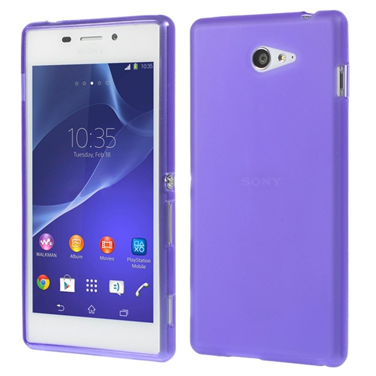 Purple Double-sided Frosted Gel TPU Cover for Sony Xperia M2 D2303 / M2 Dual D2302-1