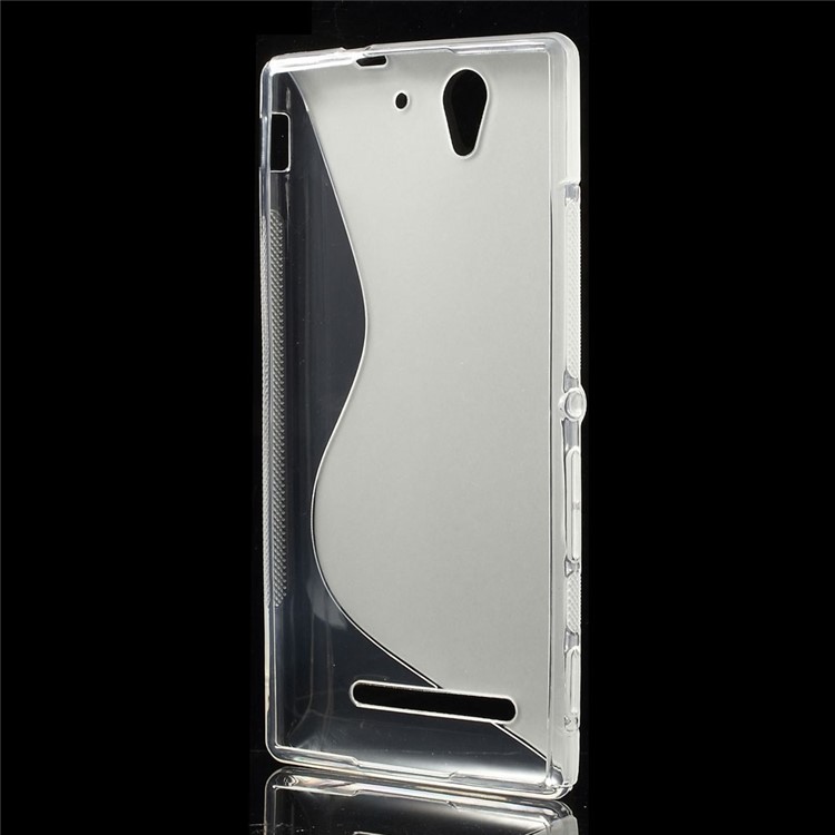S-Curve Line TPU Shell Case for Sony Xperia C3 D2533 / C3 Dual D2502 - Transparent-2