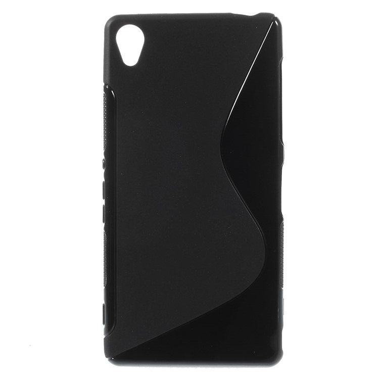 S Curved Pattern TPU Gel Case for Sony Xperia Z3 D6603 D6653 - Black-1
