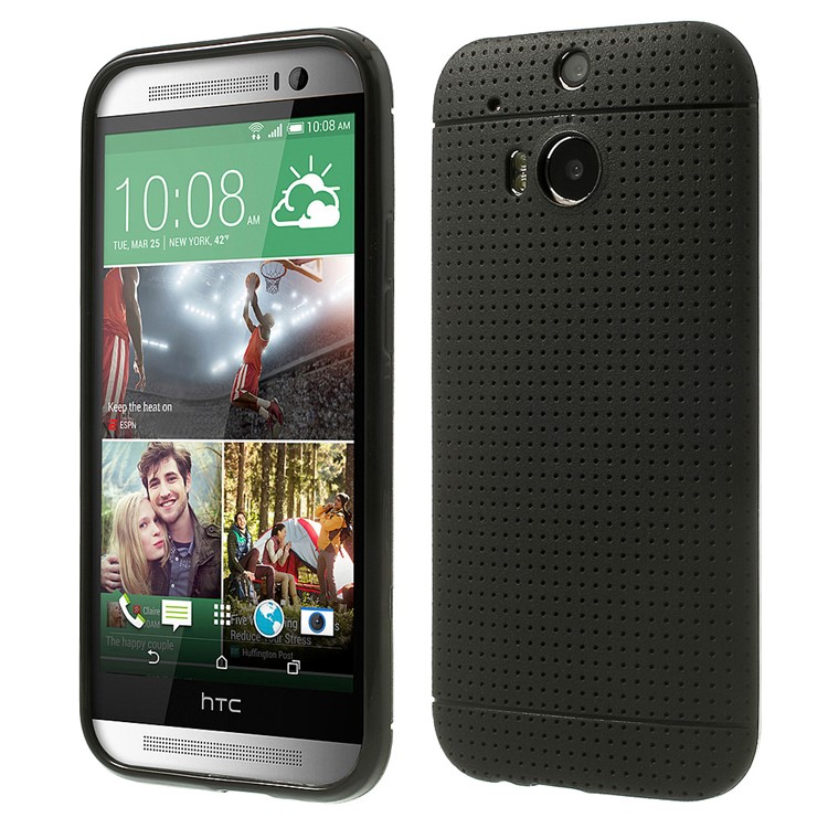 Black Concave Dots Design Flexible TPU Case for HTC One M8-1