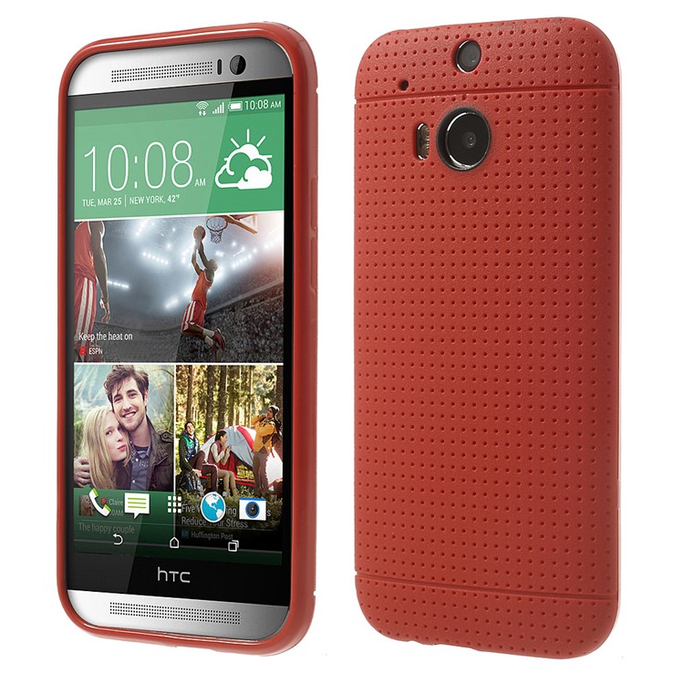 Red Concave Dots Design Flexible TPU Cover for HTC One M8-1