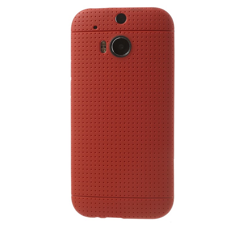 Red Concave Dots Design Flexible TPU Cover for HTC One M8-2