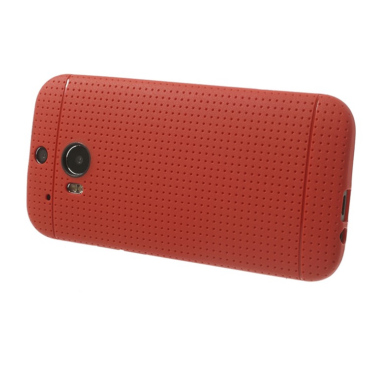 Red Concave Dots Design Flexible TPU Cover for HTC One M8-3