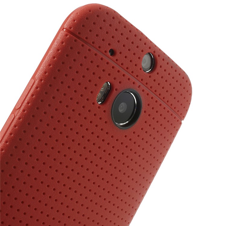 Red Concave Dots Design Flexible TPU Cover for HTC One M8-6