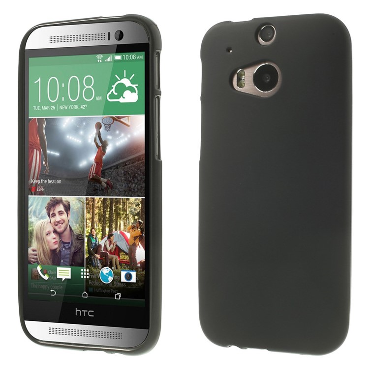 Black Double-sided Matte TPU Case Accessory for HTC One M8 (Glossy Edges)-1
