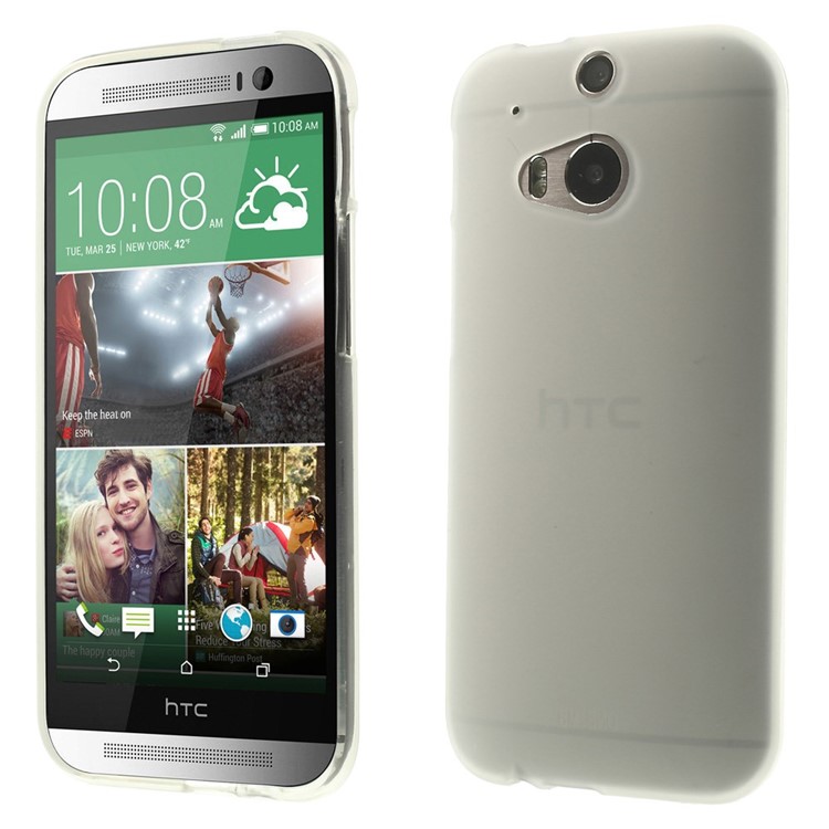 Transparent Double-sided Matte TPU Gel Case for HTC One M8 (Glossy Edges)-1