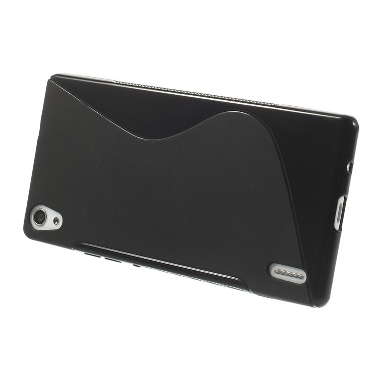 S Shape Soft TPU Gel Case for Huawei Ascend P7 - Black-3