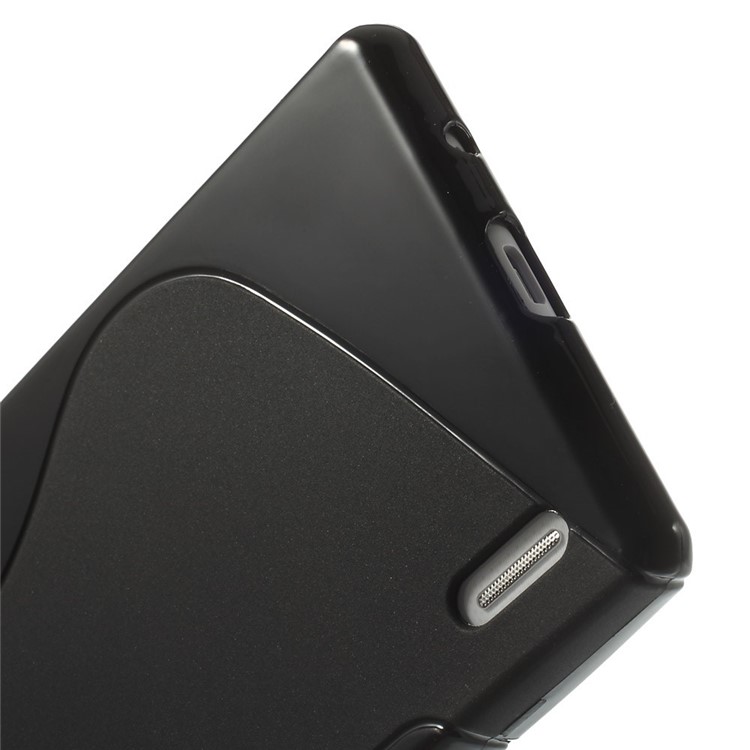 S Shape Soft TPU Gel Case for Huawei Ascend P7 - Black-4