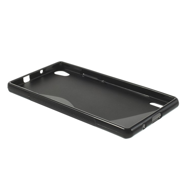 S Shape Soft TPU Gel Case for Huawei Ascend P7 - Black-6