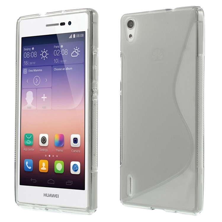 For Huawei Ascend P7 S Shape TPU Case Accessory - Grey-1