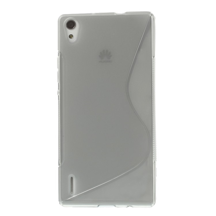 For Huawei Ascend P7 S Shape TPU Case Accessory - Grey-2