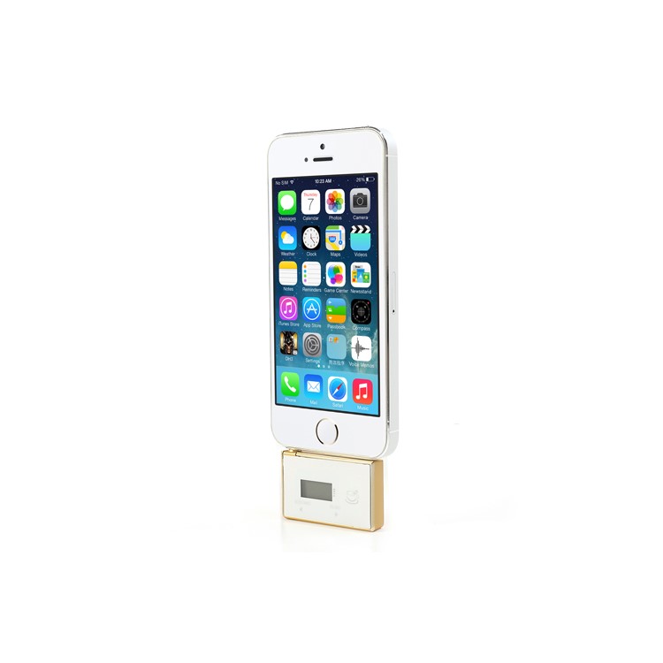 3.5mm Audio Car FM Transmitter with Hands-free Mic for iPhone iPod Samsung Sony etc - White / Gold-1