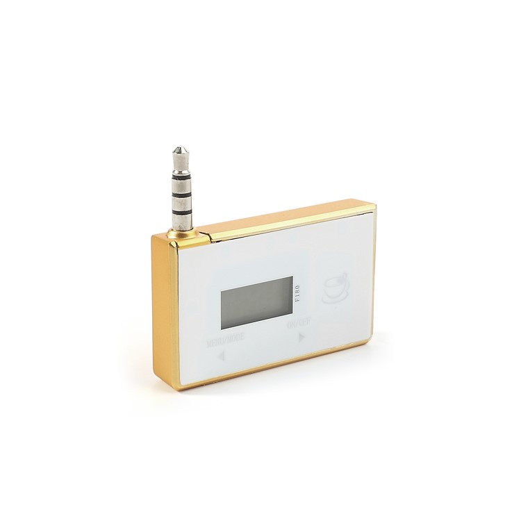 3.5mm Audio Car FM Transmitter with Hands-free Mic for iPhone iPod Samsung Sony etc - White / Gold-4