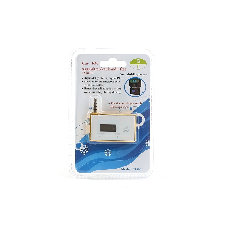3.5mm Audio Car FM Transmitter with Hands-free Mic for iPhone iPod Samsung Sony etc - White / Gold-6