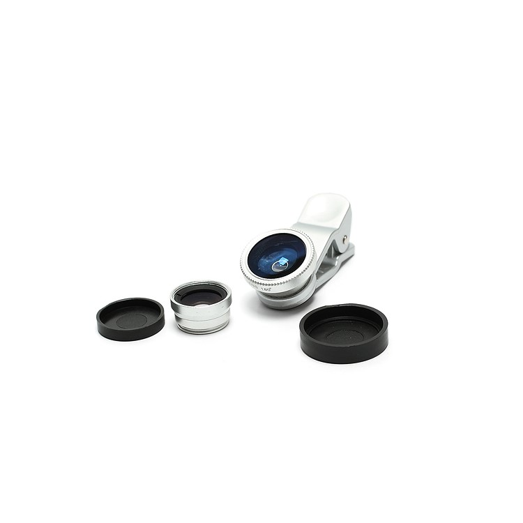 Universal Clip 3 in 1 Fisheye-lens & Wide-angle & Macro Lens Kit for iPhone / iPad / Samsung / HTC / LG Phone - Silver-3
