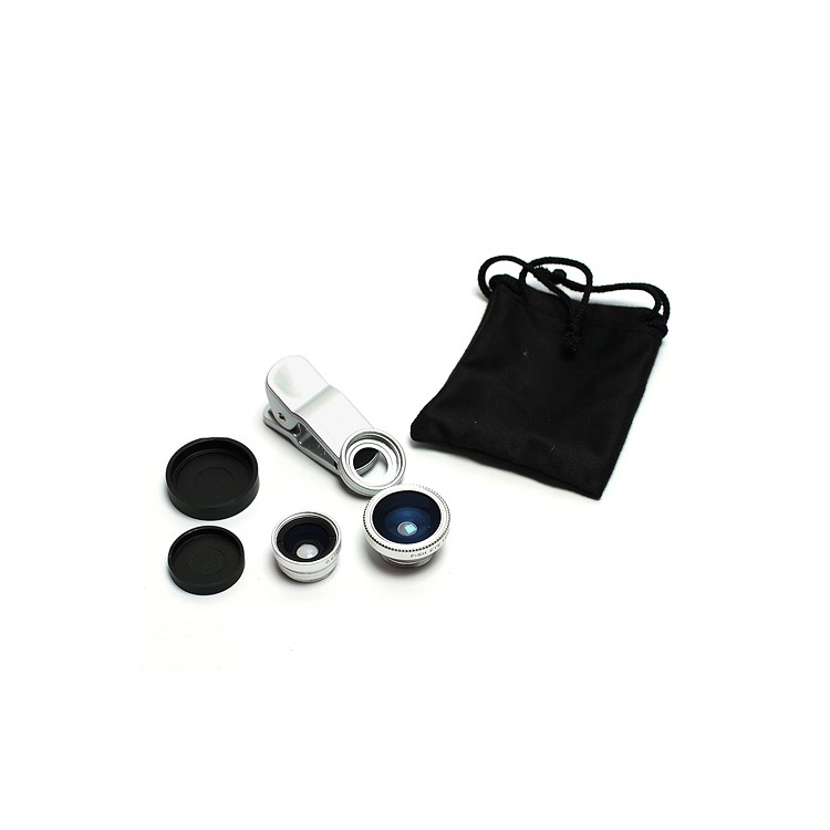 Universal Clip 3 in 1 Fisheye-lens & Wide-angle & Macro Lens Kit for iPhone / iPad / Samsung / HTC / LG Phone - Silver-6